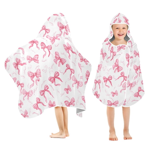 joogoo Pink Bows Kids Hooded Beach Towel Baby Bath Towel 23.5"x50"