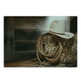 thumbnail image 3 of Western Cutting Board, American West Rodeo Hat Traditional Ranching Robe on Wooden Ground Folk Art Photo, Decorative Tempered Glass Cutting and Serving Board, Small Size, Brown Beige, by Ambesonne, 3 of 5