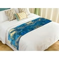 thumbnail image 1 of ABPHQTO Camino de cama con textura líquida azul y dorada, ropa de cama, bufanda, decoración de cama, 50x241 cm, 1 of 1