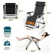 MOPHOTO Zero Gravity Chair Camping Recliner Lawn Recliner, Patio Lounger Chair, Outdoor Portable Chaise with Detachable Soft Cushion, Cup Holder, Headrest