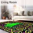 thumbnail image 2 of ODIKA 3'x5' Machine Washable Non-Slip Area Rug, Frog Prince Character Wearing a Tiny Surrounded by Abstract Swirls High Traffic Rug with Pad, Green, 725903, 2 of 8