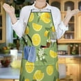 thumbnail image 6 of Yellow Lemon Fruit Flowers Green Pattern Apron-Garden Aprons for Women with Pockets-Cotton Linen Waterproof Kitchen Cooking Gardening Aprons Adjustable for Kitchen,Cooking,BBQ and Salon 33x27 Inch, 6 of 7