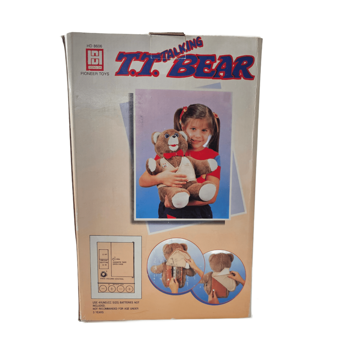 Vintage 1980's T.T. Talking Bear With Cassette Tape Animated Eyes