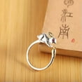 thumbnail image 4 of K-KED Pure S925 Sterling Silver Band Lucky Men Women Cute Rabbit Eats Radish Open Ring-default, 4 of 5
