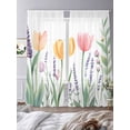 thumbnail image 3 of Pink Yellow Spring Floral Sheer Curtains 84 Inch Length 2 Panels Set, Watercolor Summer Botanical Voile Window Treatment Rod Pocket Curtains Sheers Drapes for Bedroom/Living Room/Kitchen 52"x84"x2, 3 of 7