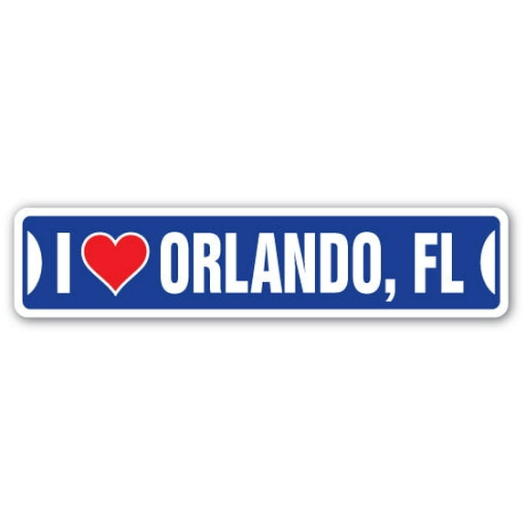 I LOVE ORLANDO FLORIDA Street Sign fl city state us wall road décor gift