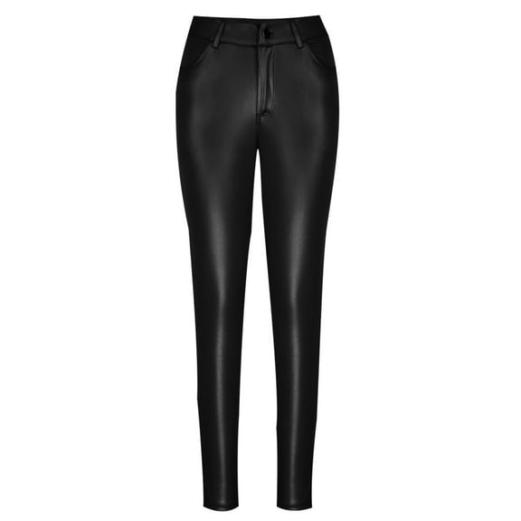 Babysbule Women's Solid Slim Fit Pants Fashion Solid Color Leather Small Foot Pants Casual Pants