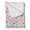 thumbnail image 2 of Baby Soft Flannel Fleece Throw Blanket, Toys Childish Teddy Bear Rabbit Bunny Birthday Girls Cheerful Design, Cozy Plush for Indoor and Outdoor Use, 50" x 70", Pale Pink Rose Blue, by Ambesonne, 2 of 5