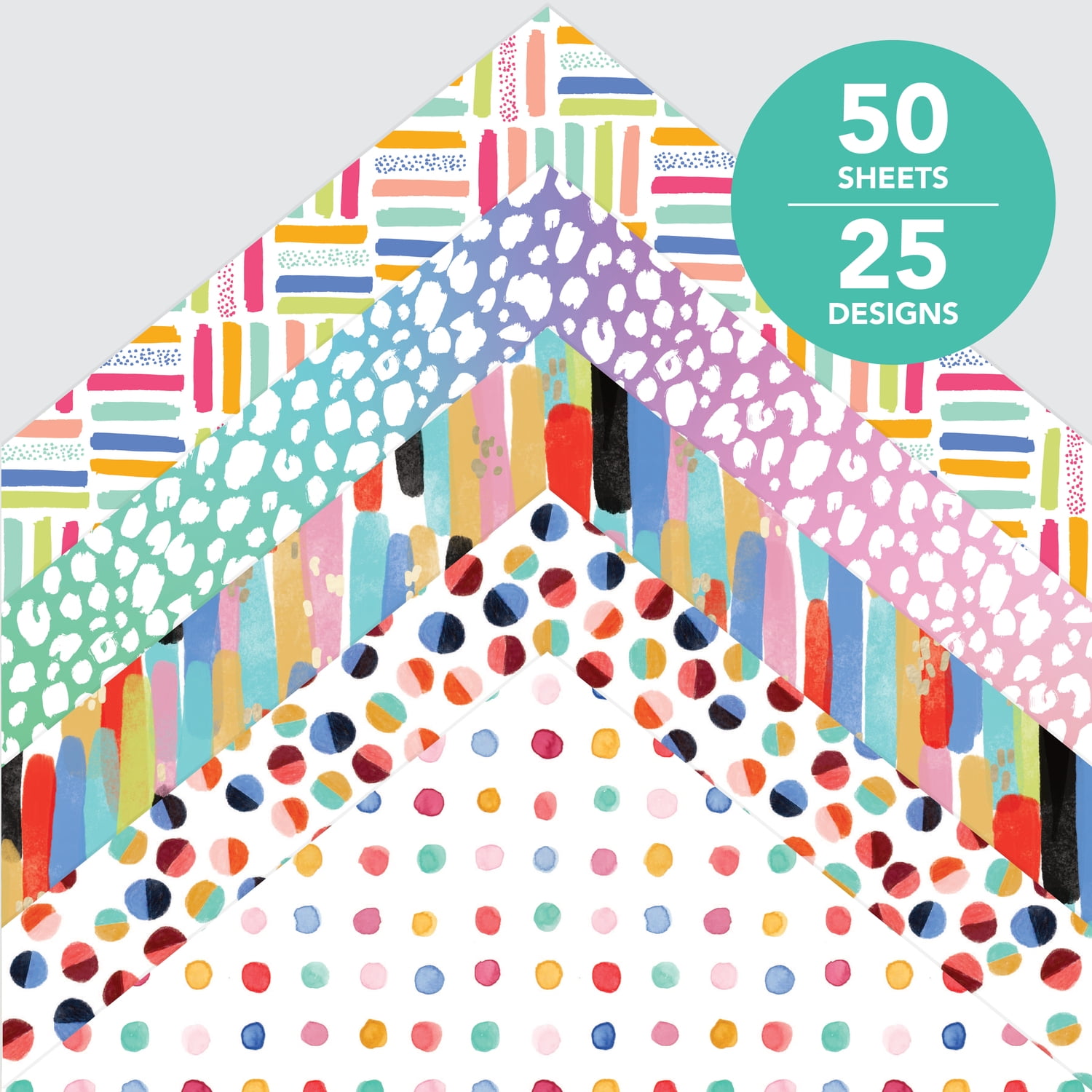 Roobee by Mara Mi Multicolor Bright & Bold Paper Pad, 50 Sheets, 25 Designs