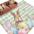thumbnail image 6 of Easter Area Rug 8x10 Washable Rug Non Slip Spring Bunny Colorful Eggs Floral Leaves Grey Plaid Large Area Rug Soft Stainresistant Indoor Floor Carpet for Living Room Bedroom Home Office Dining Room, 6 of 8