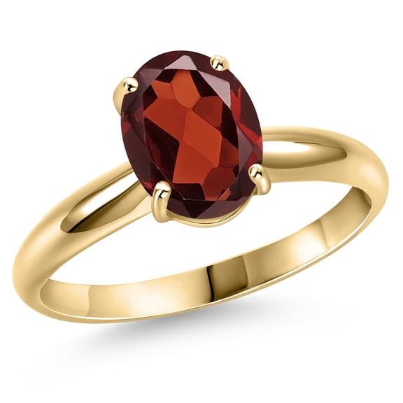 Gem Stone King 14K Yellow Gold Red Garnet Engagement Ring for Women | 2.80 Cttw | Oval 10X8MM | Gemstone January Birthstone | Size 5