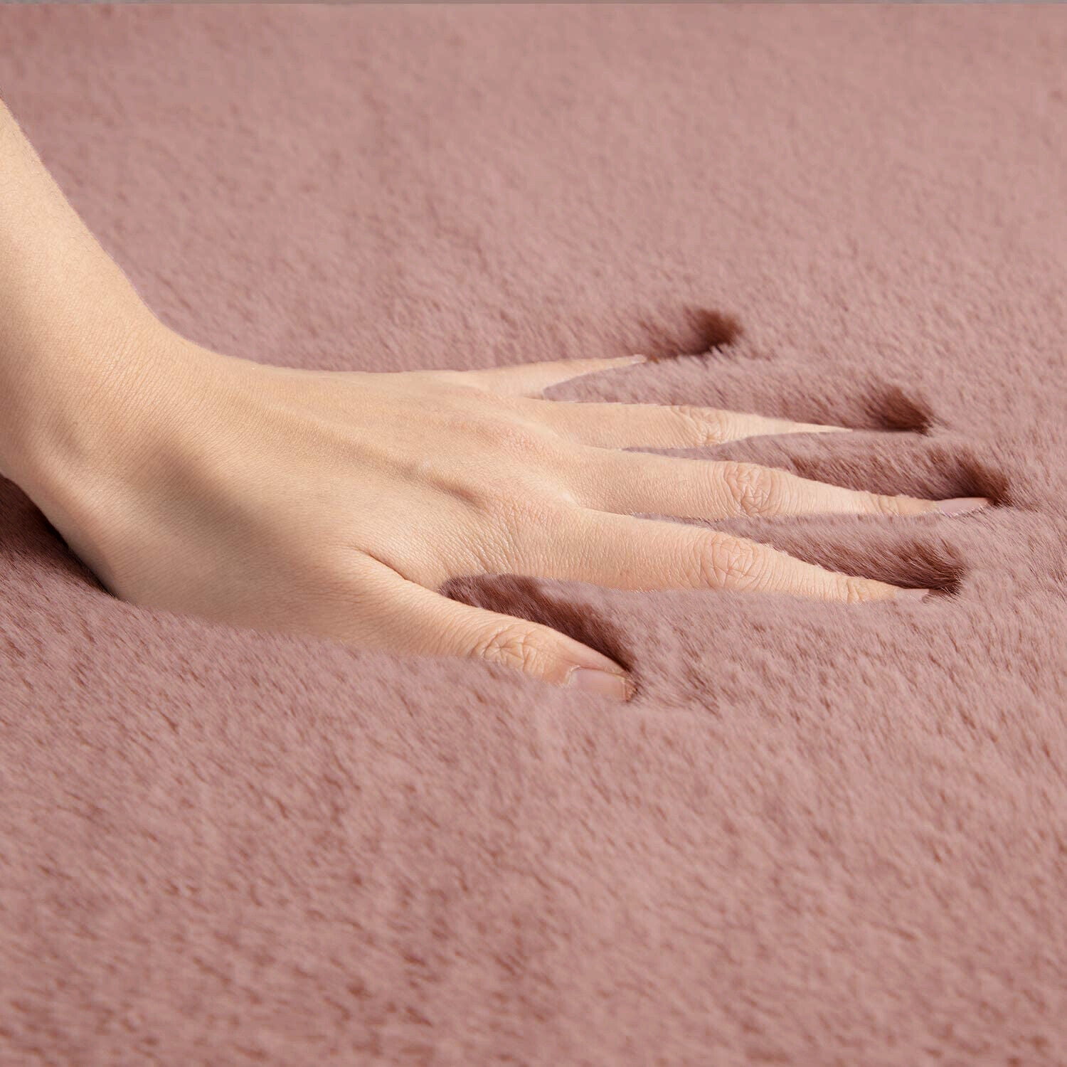 Home Must Haves Dusty Rose 2x3 Feet Faux Rabbit Fur Fuzzy Soft Fluffy Plush Cozy Shaggy Area Rug