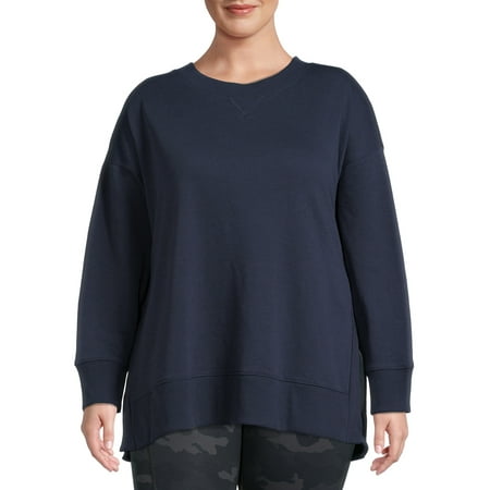 Avia Women's Plus Size High Slit Fleece Sweatshirt