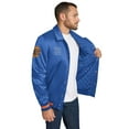thumbnail image 2 of Men's Tommy Jeans Blue New York Knicks Jacob Chain Stitch Applique Full-Snap Varsity Jacket, 2 of 3