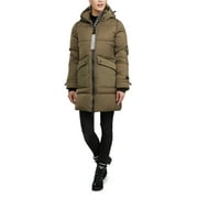 Kendall + Kylie Simms Long Puffer Jacket with Fixed Split Hood for Women