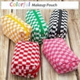 thumbnail image 5 of Checkered Makeup Bag for Purse Portable Zipper Make Up Pouch Small Cosmetic Case for Travel Accessories Pink White, 5 of 10