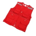 thumbnail image 4 of Chaleco de seguridad con múltiples bolsillos y tira reflectante, imprimible, cómodo y de alta visibilidad, para publicidad periodística, color rojo, talla XXL., 4 of 14