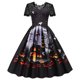 thumbnail image 1 of Vestido de Halloween retro de encaje, disfraces de mujer, manga corta, años 50 y 60, vestidos de fiesta vintage, ropa de Halloween aterradora con calavera y bruja para Cosplay, 1 of 5