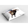 thumbnail image 2 of Ambesonne Rodeo Pillow Sham 2 Pack, Cowboy Bucking Bull Western, 30"x20", Rust Beige, 2 of 3