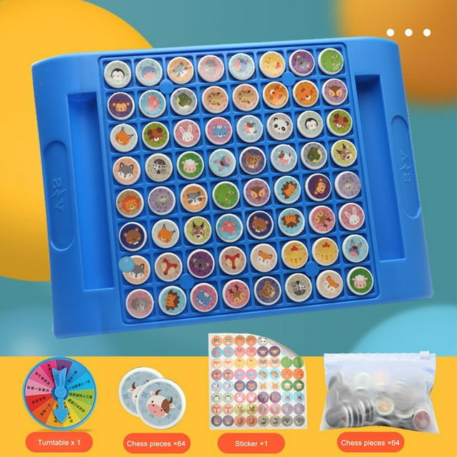 Juego de mesa para niños de preescolar. Juego de mesa de 64 piezas contra ajedrez.