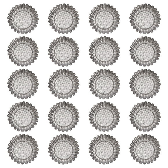 20PCS Stainless Steel Egg Tart Mold Round Shape Fluted Design Cupcake Baking Molds Reusable Metal Muffin Baking Cups