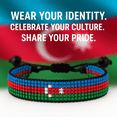 thumbnail image 4 of Azerbaijan Flag Bracelet: Handmade, Adjustable Beaded String, Boho Jewelry, Unisex Patriotic Gift, 4 of 5