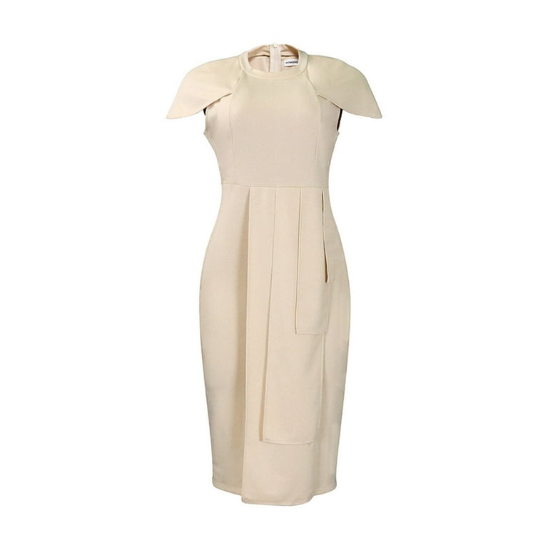 RYDCOT White Church Dresses for Women 2023 Flare Sleeve Solid Short Sleeved Round Neck Commuting Waist Retraction Wrap Buttocks Dress on Clearance Walmart