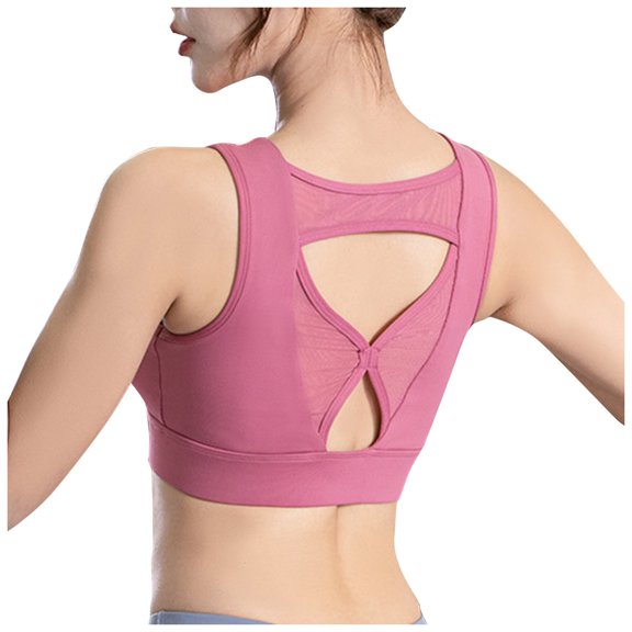 Sngxgn Womens' Sports Bra Longline Wirefree Padded with Medium Support(Pink,XL)