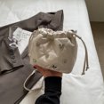 thumbnail image 4 of Bolso tipo cubo con cordón bolso cruzado de cuero de PU bolso de mano de diseñador a cuadros para mujer, 4 of 9