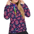 thumbnail image 5 of Yiaed Rose Flowers Print Womens Casual Hoodies Crew Neck Long Sleeve Sweatshirts With Pocket Pullover Tops Women's Hooded Sweatshirt-Medium, 5 of 5