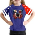 thumbnail image 2 of Amidoa Girls Short Sleeve Graphic Crewneck Cute Summer Casual Top Blue,130, 2 of 4