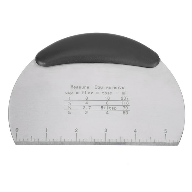 Raspador de mantequilla para masa de acero inoxidable, cortador de pizza, cuchillo de corte con escala, herramienta para hornear, color negro