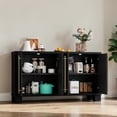 thumbnail image 3 of Hassch 4-Door Buffet Sideboard, Kitchen Storage Cabinet with Adjustable Shelves, Cupboard Console Table, Coffee Bar Cabinet for Living Room, Dining Room, Entryway, Black, 3 of 10