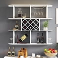 thumbnail image 2 of GZXS Wall Mounted Storage Rack with Wine Bottle Holder and Glass Rack, 4-Tier Wooden Shelf for Dining Room & Home Bar Decor, 47.24"L x 9.06"W x 40.75"H, White, 2 of 7
