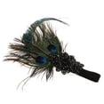 thumbnail image 1 of Diadema de apliques vintage Sunnimix para dama con pluma de pavo real 20 x 11 cm 38-52cm, 1 of 8