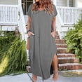 thumbnail image 1 of Neewe Robe T-Shirt Décontractée pour Femme Grande Taille à Col en V à Manches Courtes Robes Évasées Fête d'Anniversaire Été Voyage Plage avec, 1 of 5