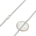 thumbnail image 2 of 3mm Solid .925 Sterling Silver Flat Cuban Link Curb Chain Necklace, 40 inches, 2 of 7