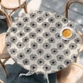 thumbnail image 2 of Black Beige Dandelion Round Tablecloth, Fitted Table Cover with Elastic for 55"-60" Round Tables, Farmhouse Botanical Blossom Table Cloth Outdoor Indoor Dinning Party Waterproof Tablecloths, 2 of 7
