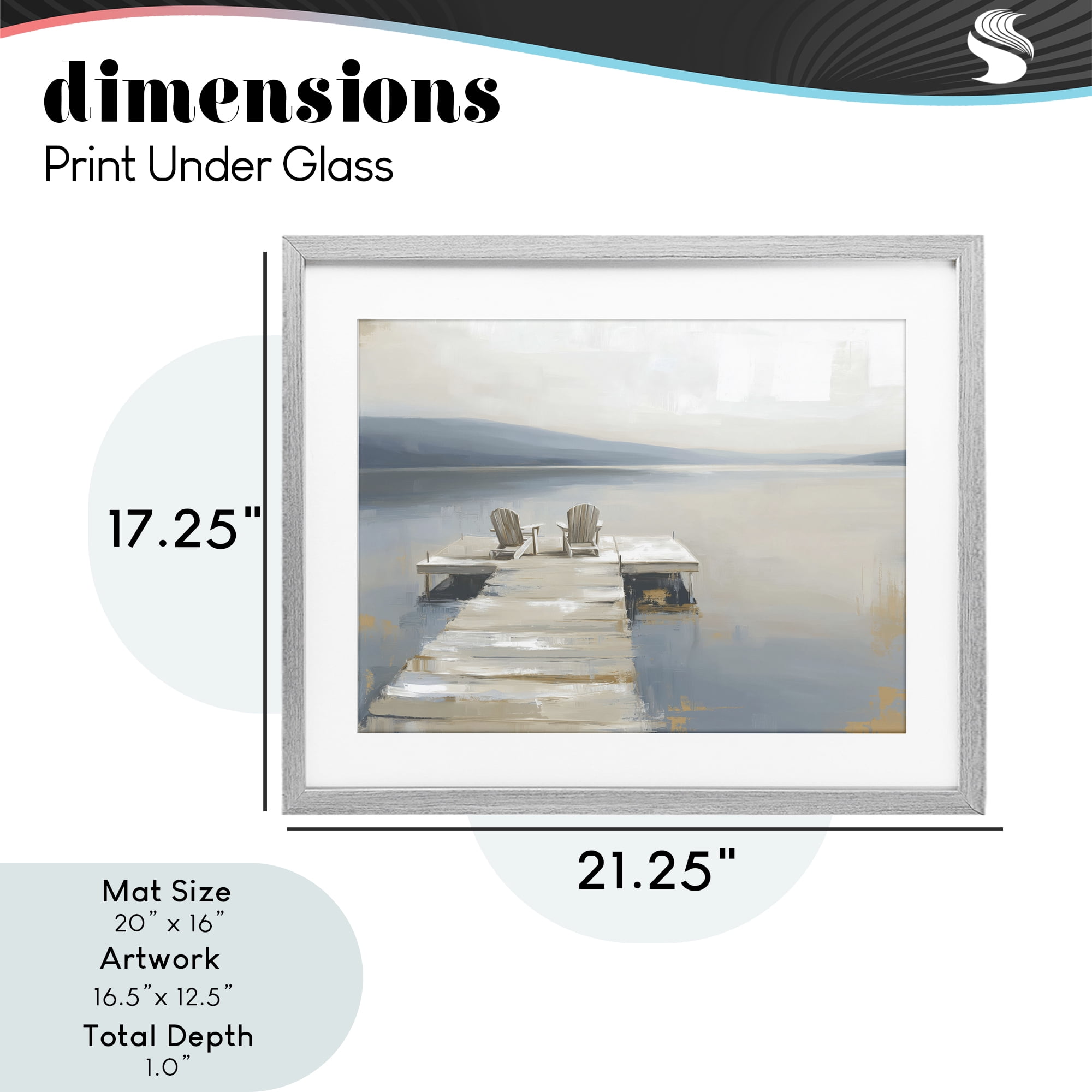 Stupell Industries Adirondack Chairs on Pier Gray Framed Print Under Glass, design by Kim Curinga