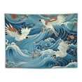 thumbnail image 5 of ONETECH  Japanese Wave Tapestry Photo Backdrop Oriental Sea Cranes Cherry Blossom Traditional Wall Hanging Ukiyoe Scenery Tapestry Modern Retro Wall Art for Living Room Bedroom Dorm Home Decor, 5 of 7