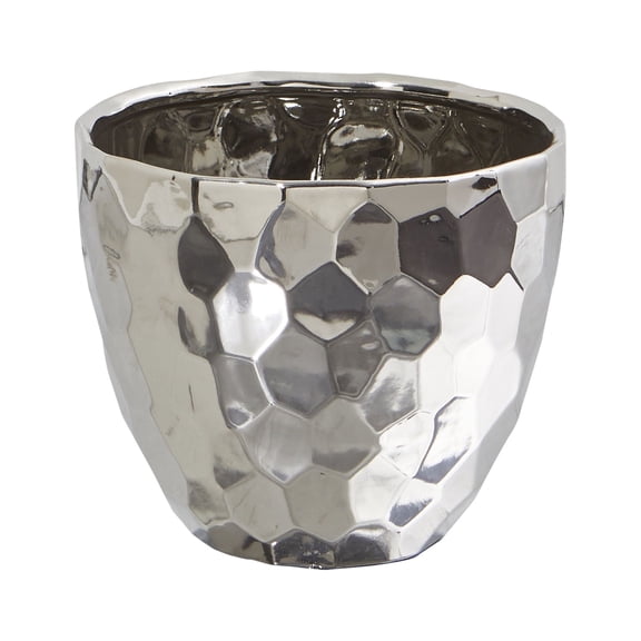 Nearly Natural 6.75" Ceramic Designer Silver Bowl