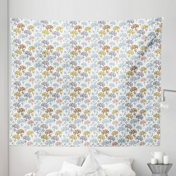 Botany Tapestry, Nature Wonder Fun Pattern with Colorful Abstract Flower Plant Blooming Silhouette, Fabric Wall Hanging Decor for Bedroom Living Room Dorm, 5 Sizes, Multicolor, by Ambesonne
