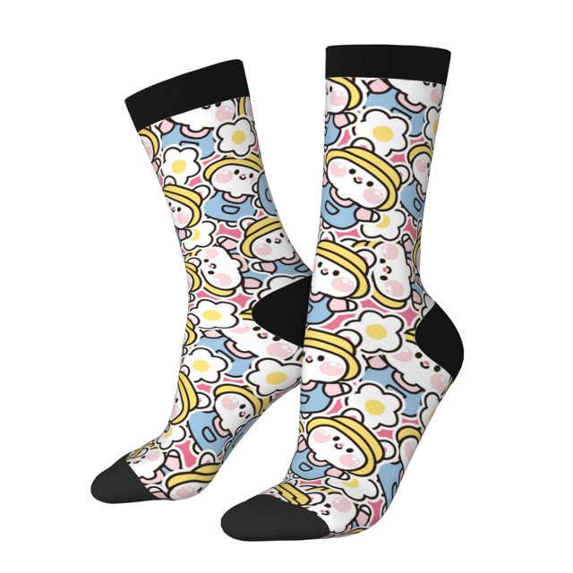 Balery Cute Rabbit Calcetas Largas con Estampado para Hombre y Mujer – Suaves y Transpirables, Talla Única (US 5-11)