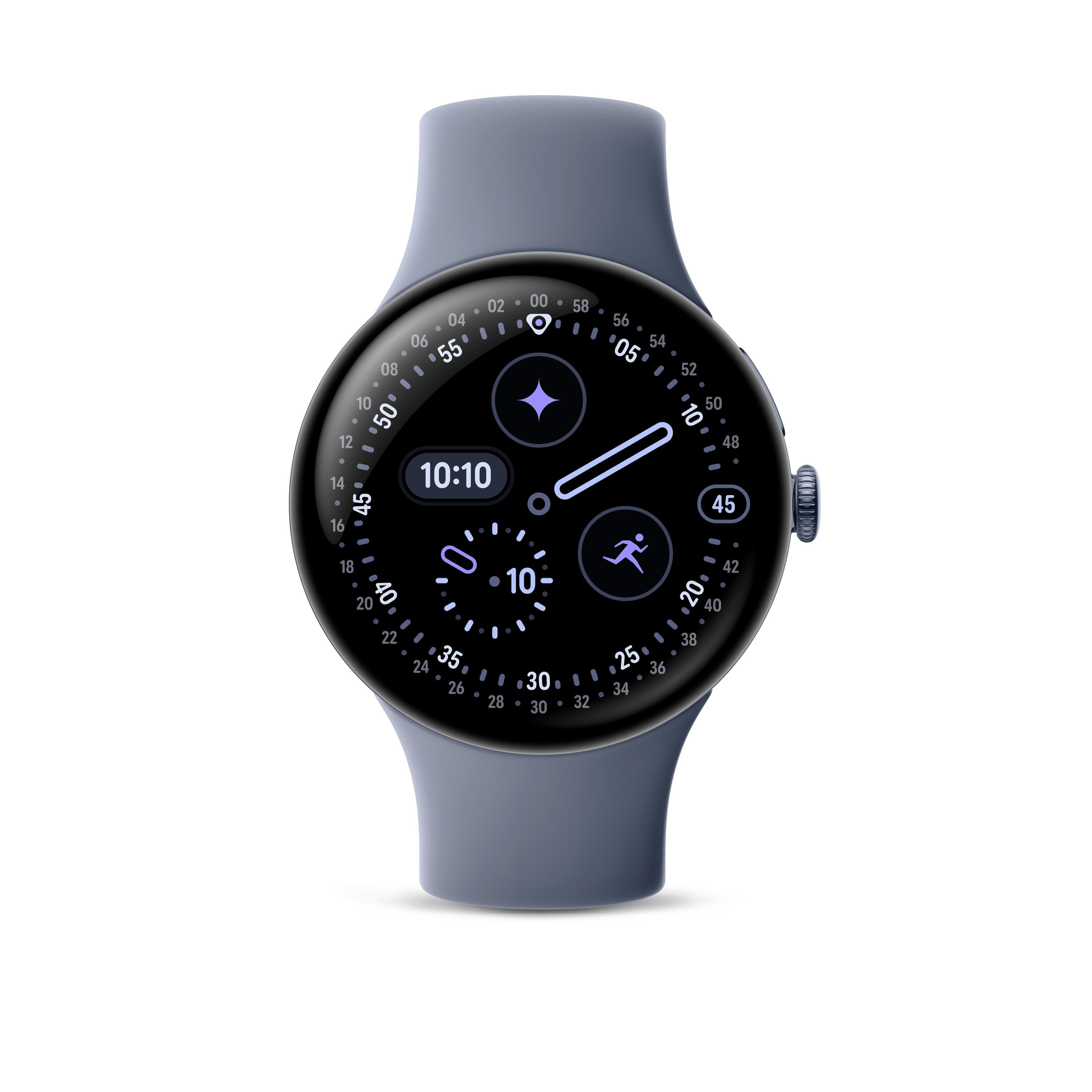 Google Pixel Watch 4 (45mm) - Android Smartwatch with Domed Display, Comprehensive Health and Fitness Tracking, and Help from Gemini - Satin Moonstone Aluminum Case - Moonstone Active Band - Wi-Fi