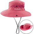 thumbnail image 2 of Wide Brim Sun Hat – Foldable UPF 50 Protection Fishing Hat Cap Watermelon Red, 2 of 5