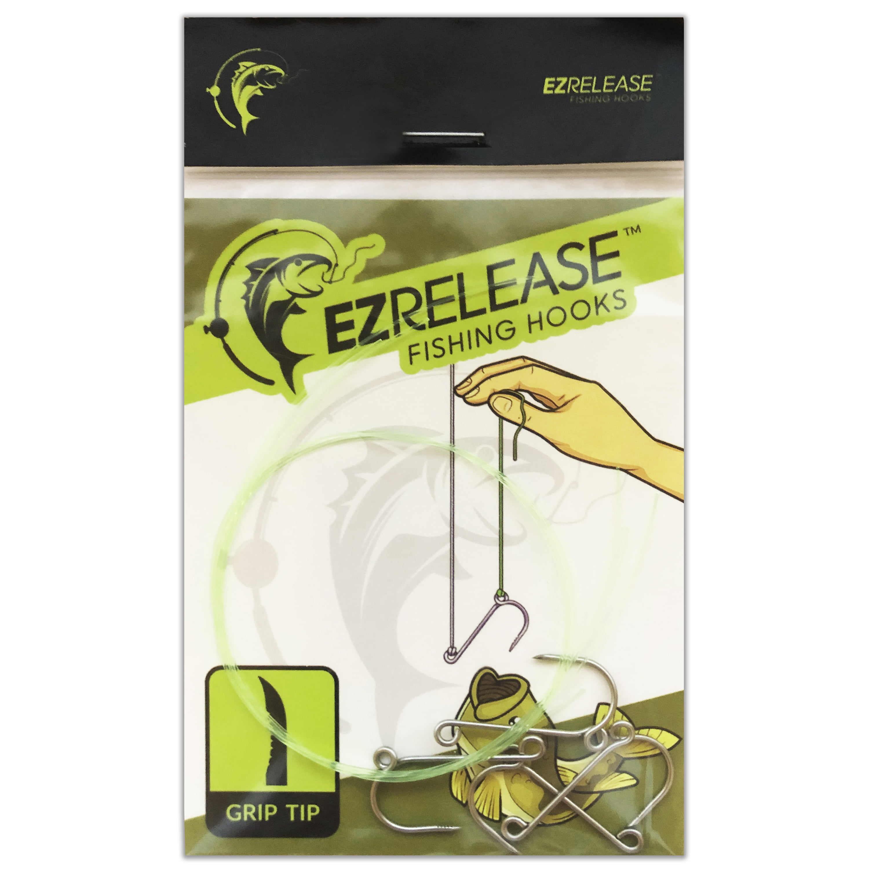 No Touch Easy Catch & Release Rig Fishing Hooks, Stainless Steel, Grip  Tip, Semi Barbless, Offset, Trout, Catfish, Pike, Bass, Panfish, Saltwater, Freshwater, Tackle