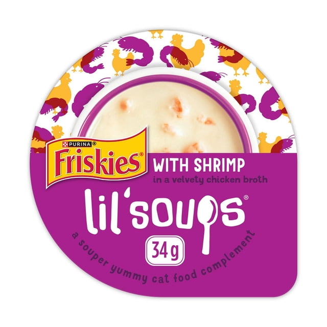 Purina Friskies Lil' Soups with Shrimp in a Velvety Chicken Broth, Cat Treats 34g