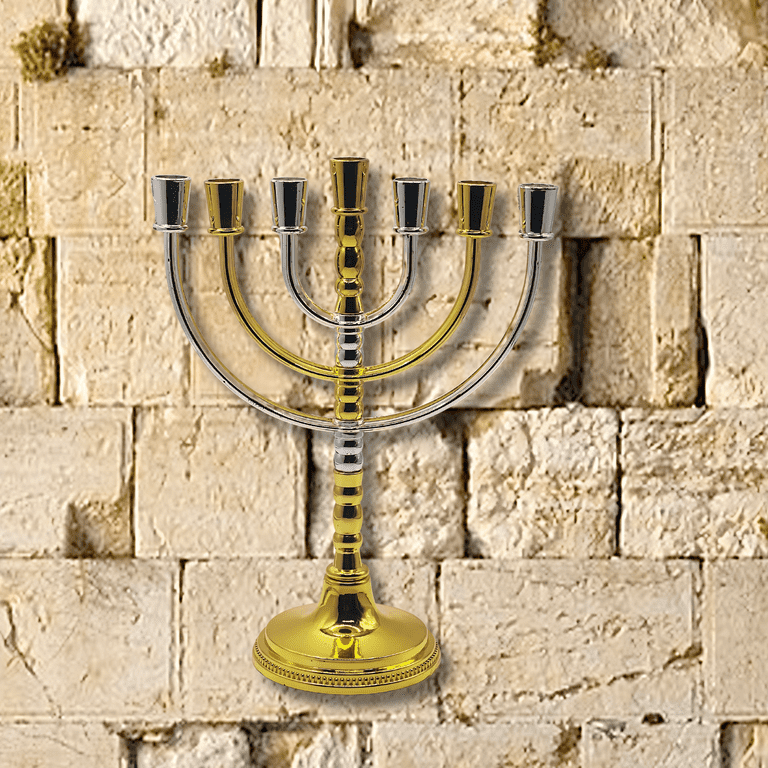 Rotating Temple Menorah Gold and Silver Candle Holder photo 5