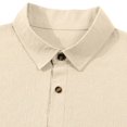 thumbnail image 3 of FRSASU Short Sleeve Polo Shirts for Men Casual Lapel Collar Pullover Tee Shirt Loose Fit Half Button Down T-Shirts Khaki, 3 of 9