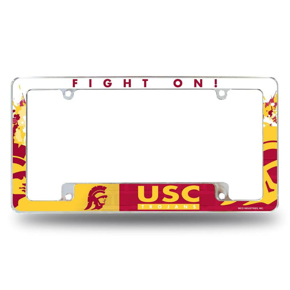 Rico USC Trojans Chrome Metal License Plate Frame with Bold Full Frame Design